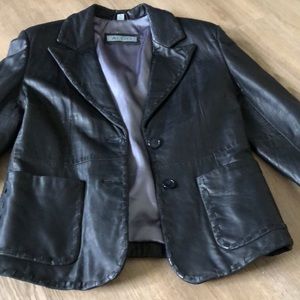‘Aldo’ Stitch edge leather jacket